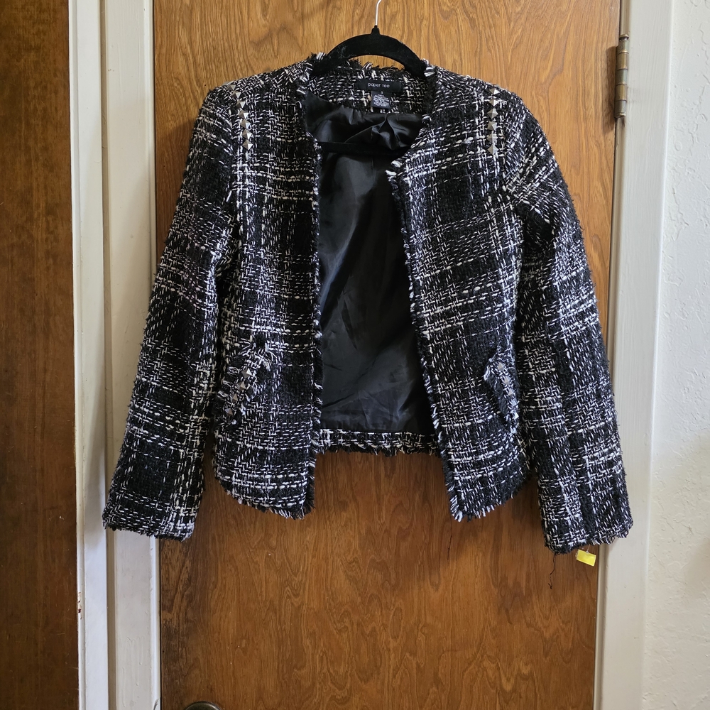 Paper Tee Black and White Tweed Blazer